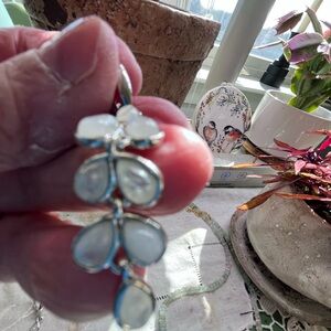 Moonstone and sterling drop earrings